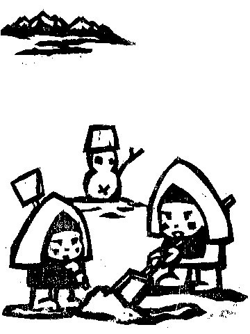 「雪かき」切り絵の画像