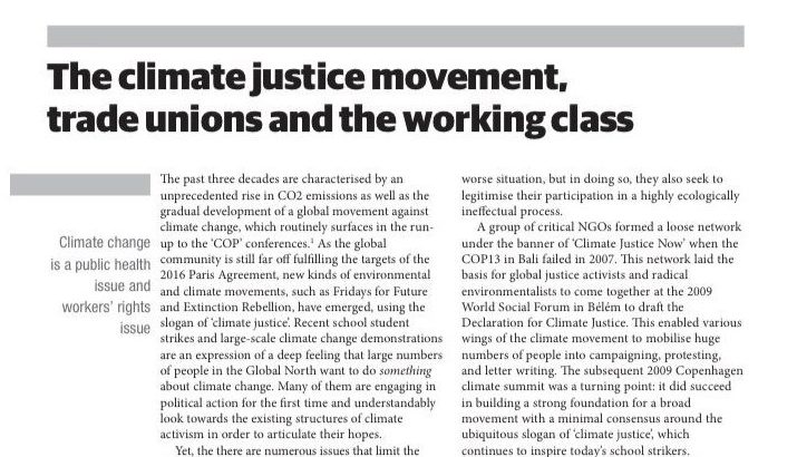 【翻訳】気候正義を求める運動と労働組合および労働者階級　#気候危機と労働運動
